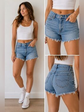 American Eagle 90s Boyfriend Highest Rise Jean Shorts fringe lyocell modal 2
